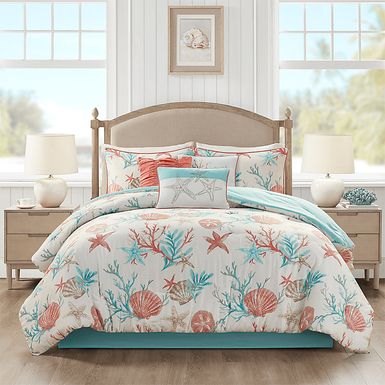 Craigie Coral 7 Pc California King Comforter Set