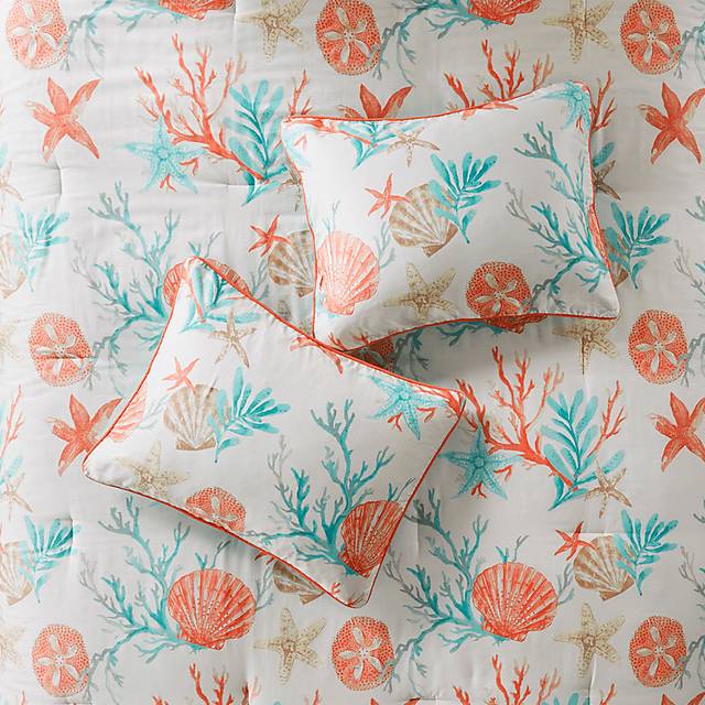 Craigie Coral 7 Pc Queen Comforter Set - Thumbnail - Image 4