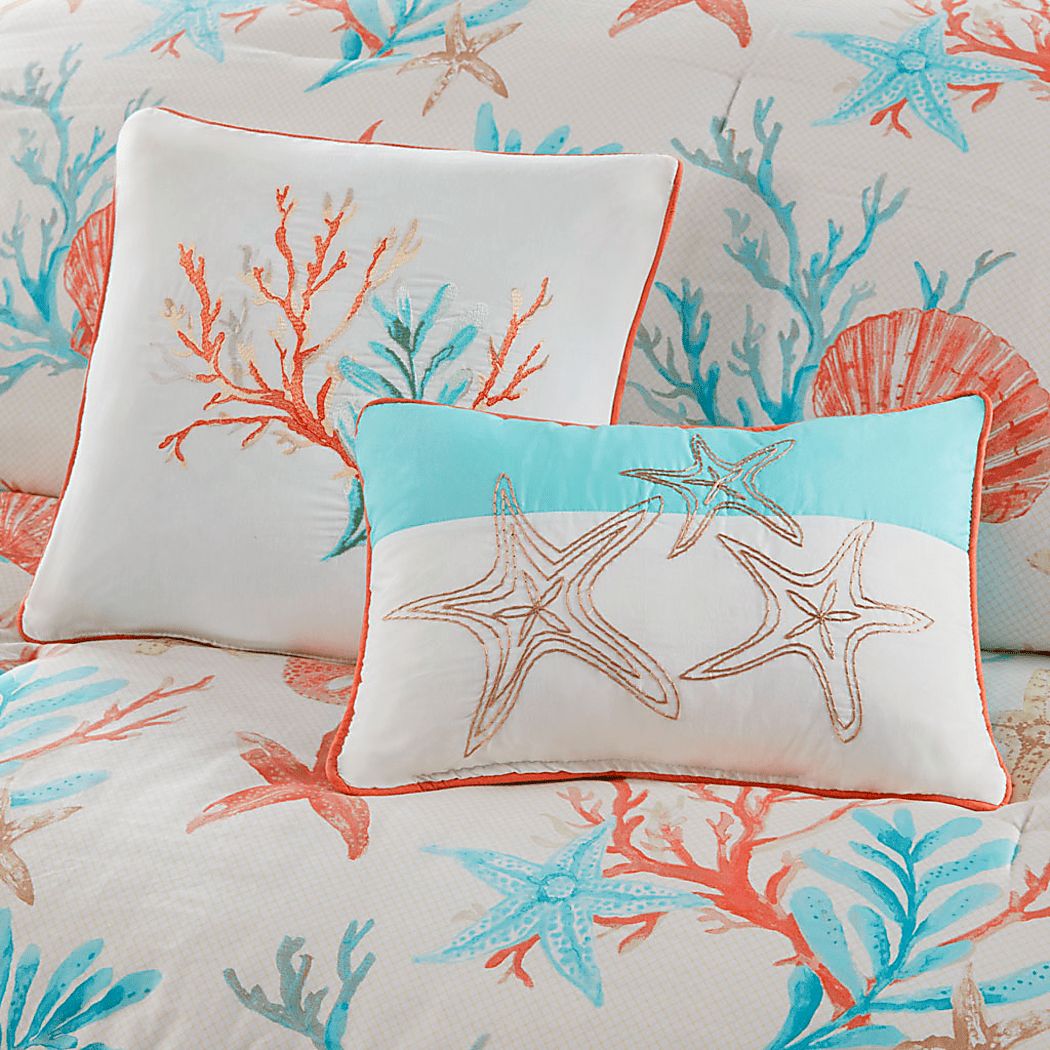 Craigie Coral 7 Pc Queen Comforter Set - Thumbnail 4
