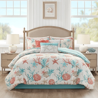 Craigie Coral 7 Pc Queen Comforter Set