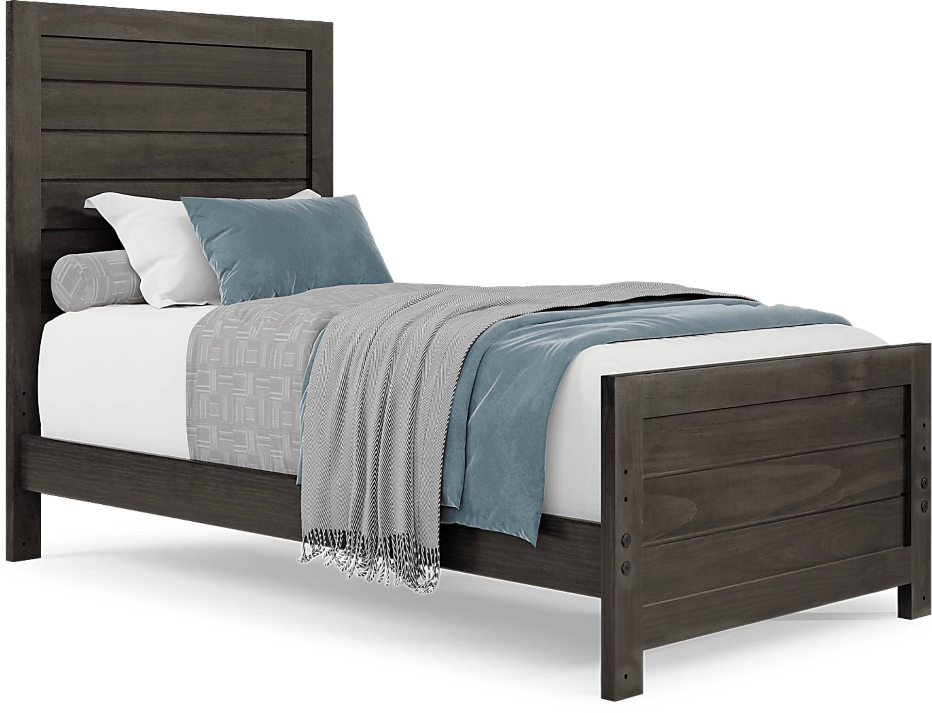 charcoal 3 pc twin panel bed