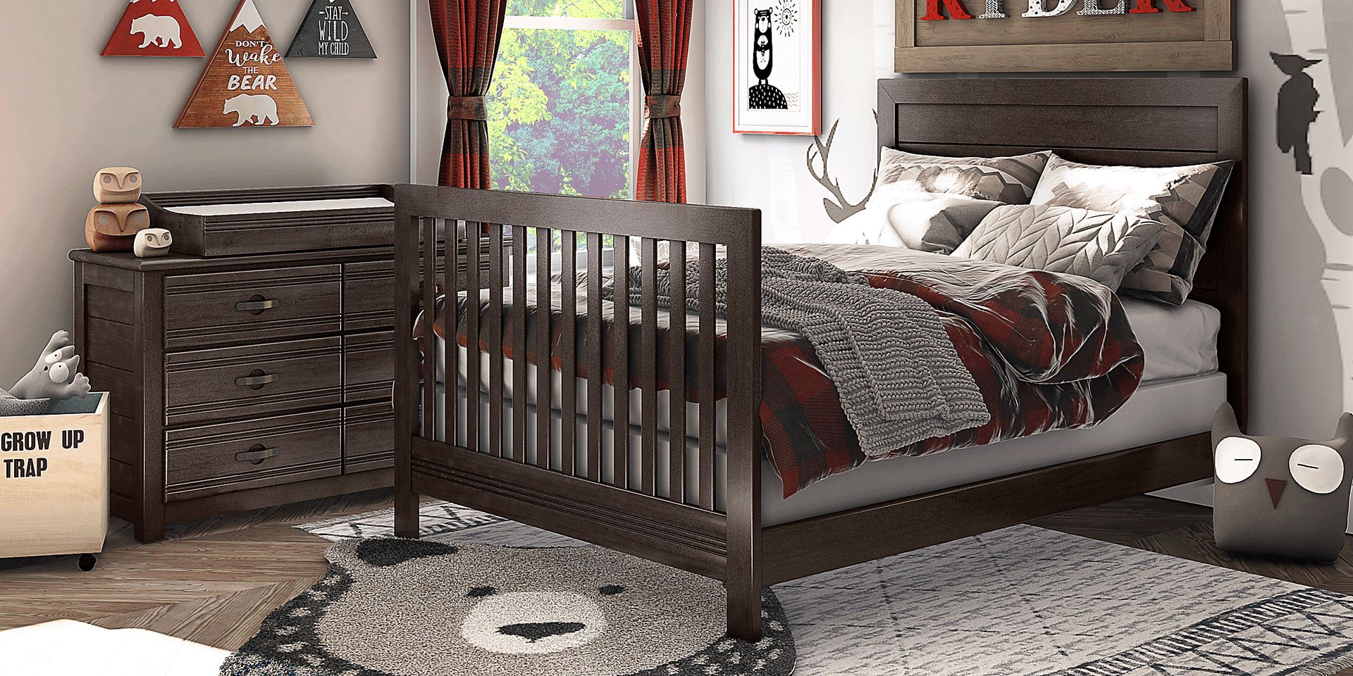 Creekside 2.0 Charcoal 6 Pc Nursery with Toddler and Full Conversion Rails - Image 2