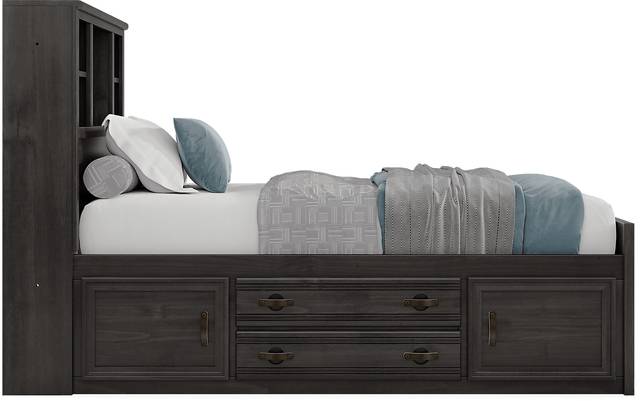 Kids Creekside 2.0 Charcoal Full Bookcase Bed with 2 Storage Side Rails - Thumbnail - Image 3