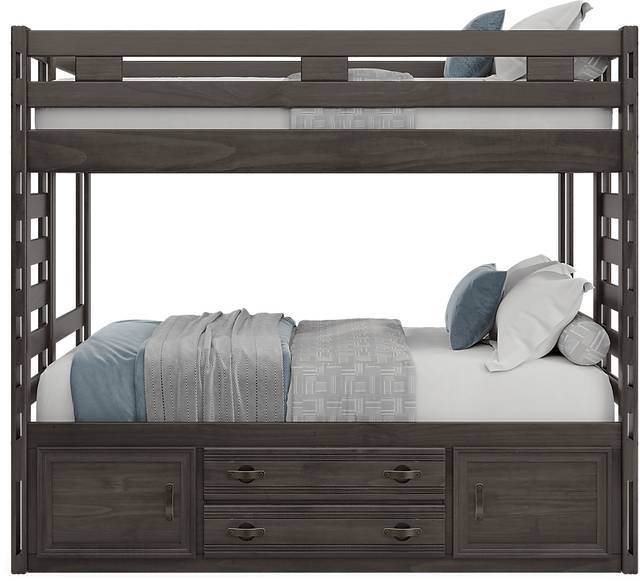 Kids Creekside 2.0 Charcoal Full/Full Bunk Bed with Storage Side Rail - Thumbnail - Image 2