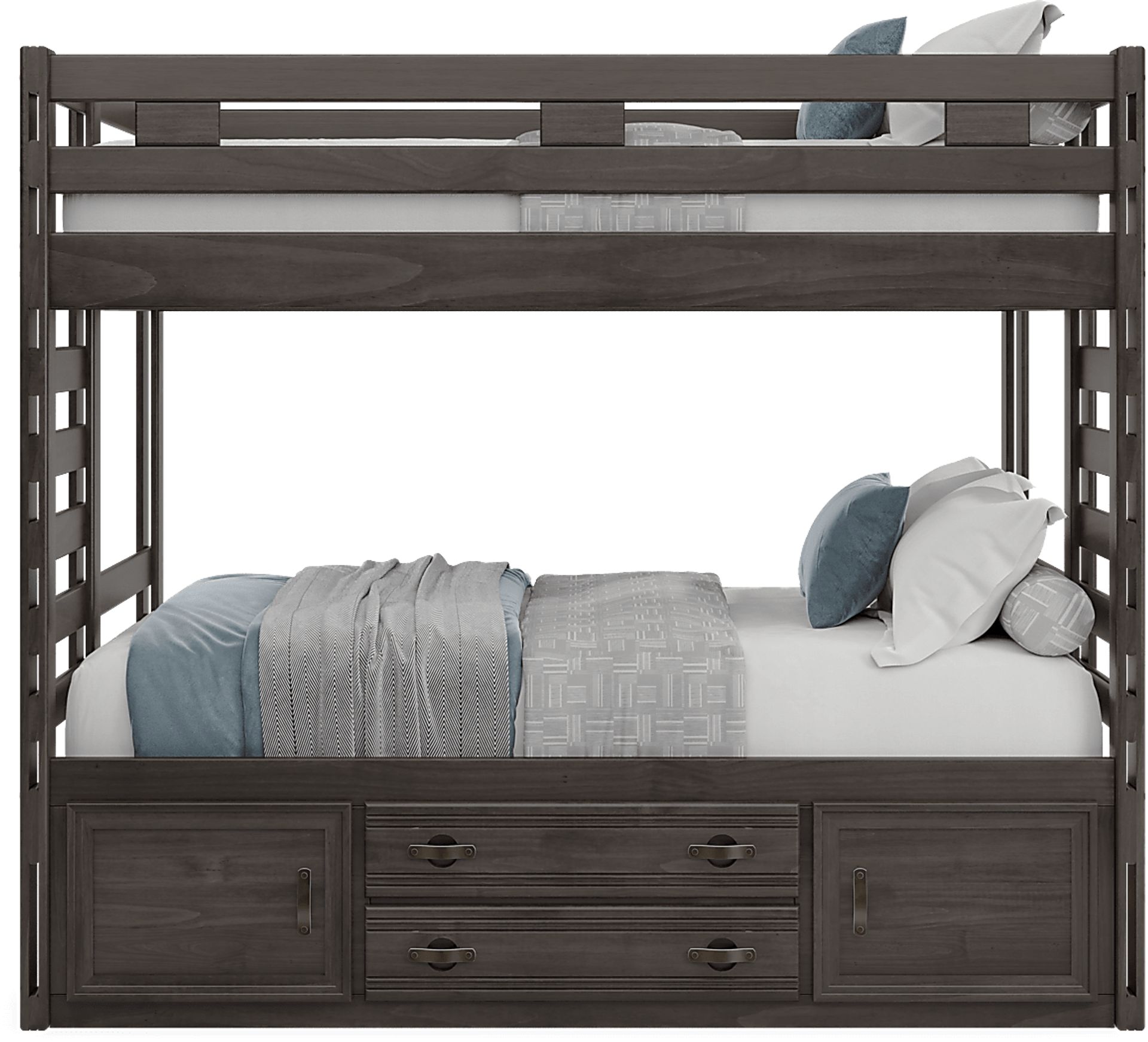 Kids Creekside 2.0 Charcoal Full/Full Bunk Bed with Storage Side Rail - Image 2