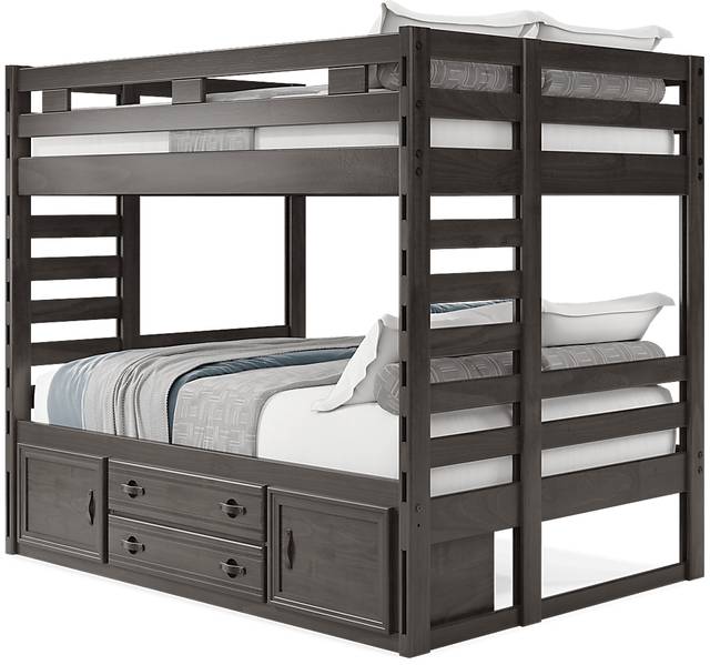 Kids Creekside 2.0 Charcoal Full/Full Bunk Bed with Storage Side Rail - Thumbnail - Image 3