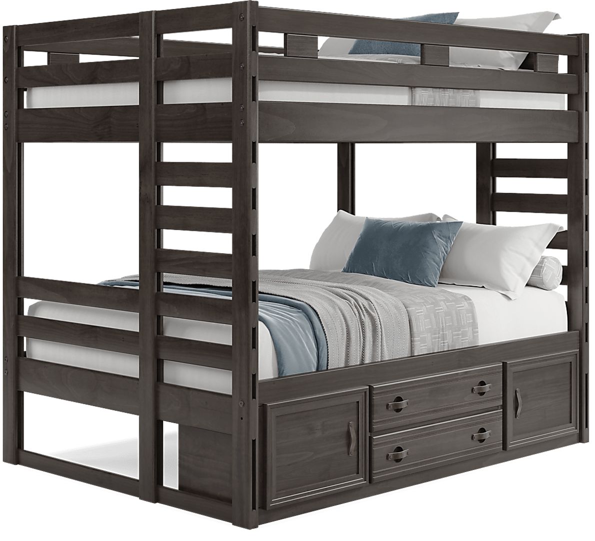 Kids Creekside 2.0 Charcoal Full/Full Bunk Bed with Storage Rail