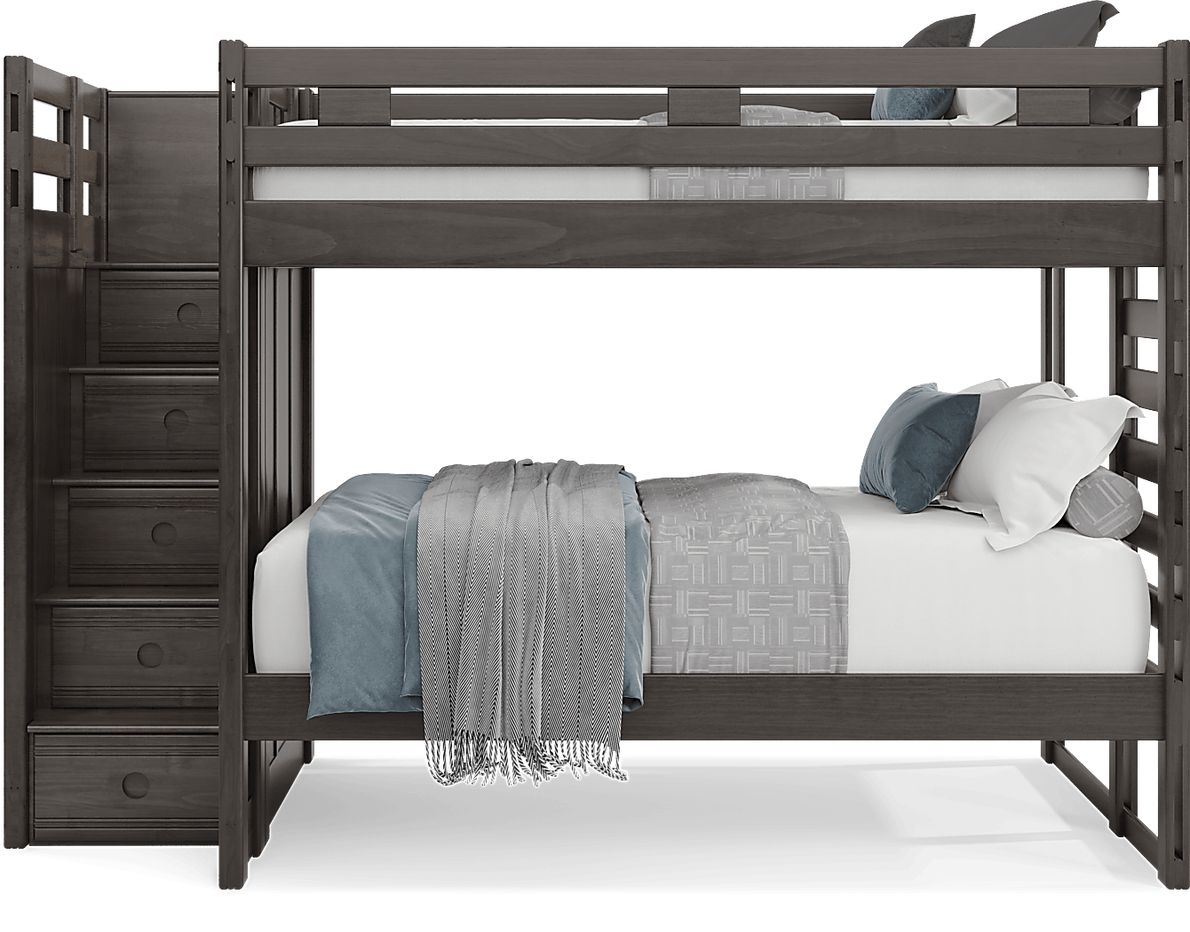 Kids Creekside 2.0 Charcoal Full/Full Step Bunk with Twin Storage Trundle