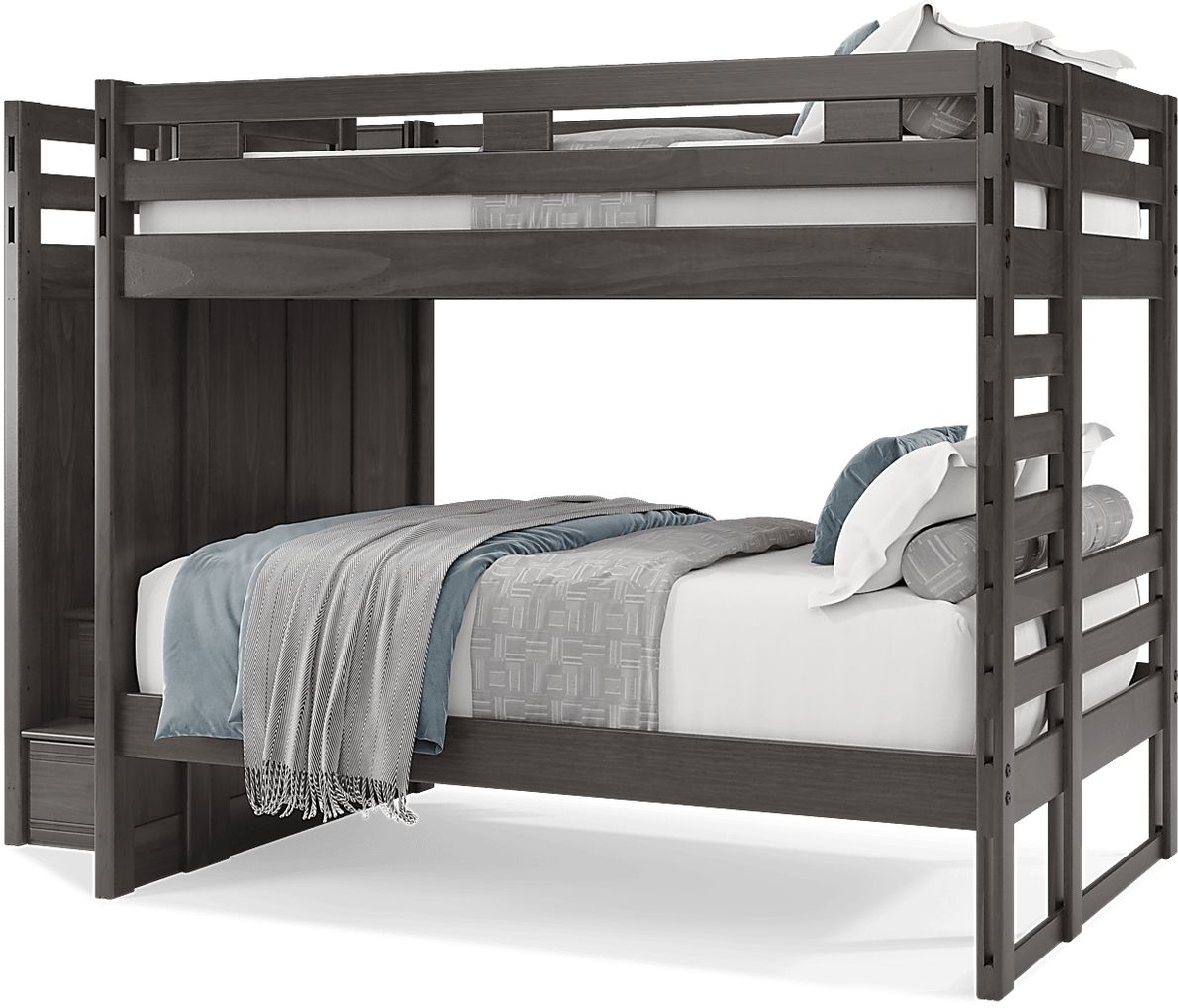 Kids Creekside 2.0 Charcoal Full/Full Step Bunk with Twin Storage Trundle