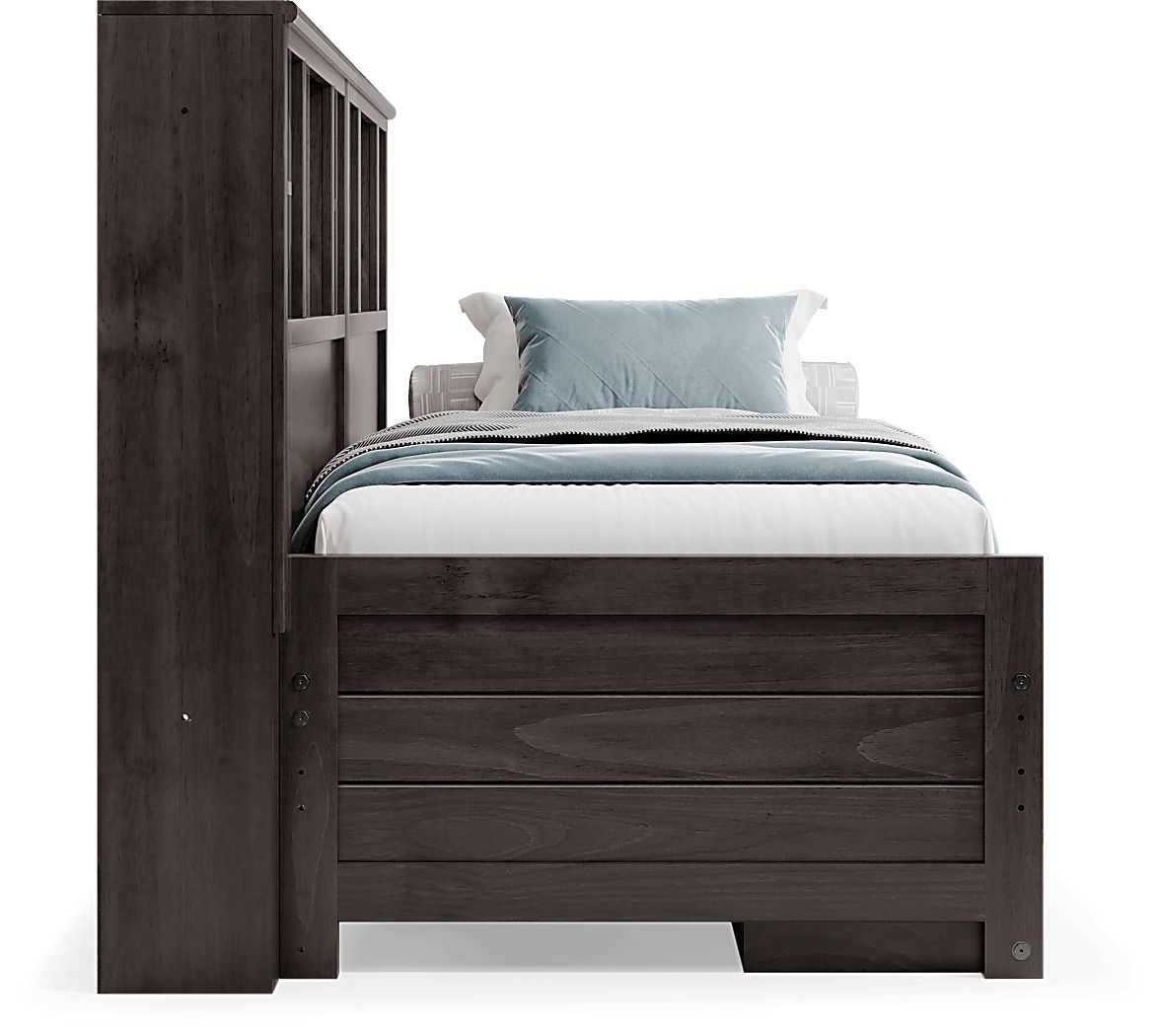 Creekside 2.0 Charcoal Twin Bookcase Wall Bed - Thumbnail 4