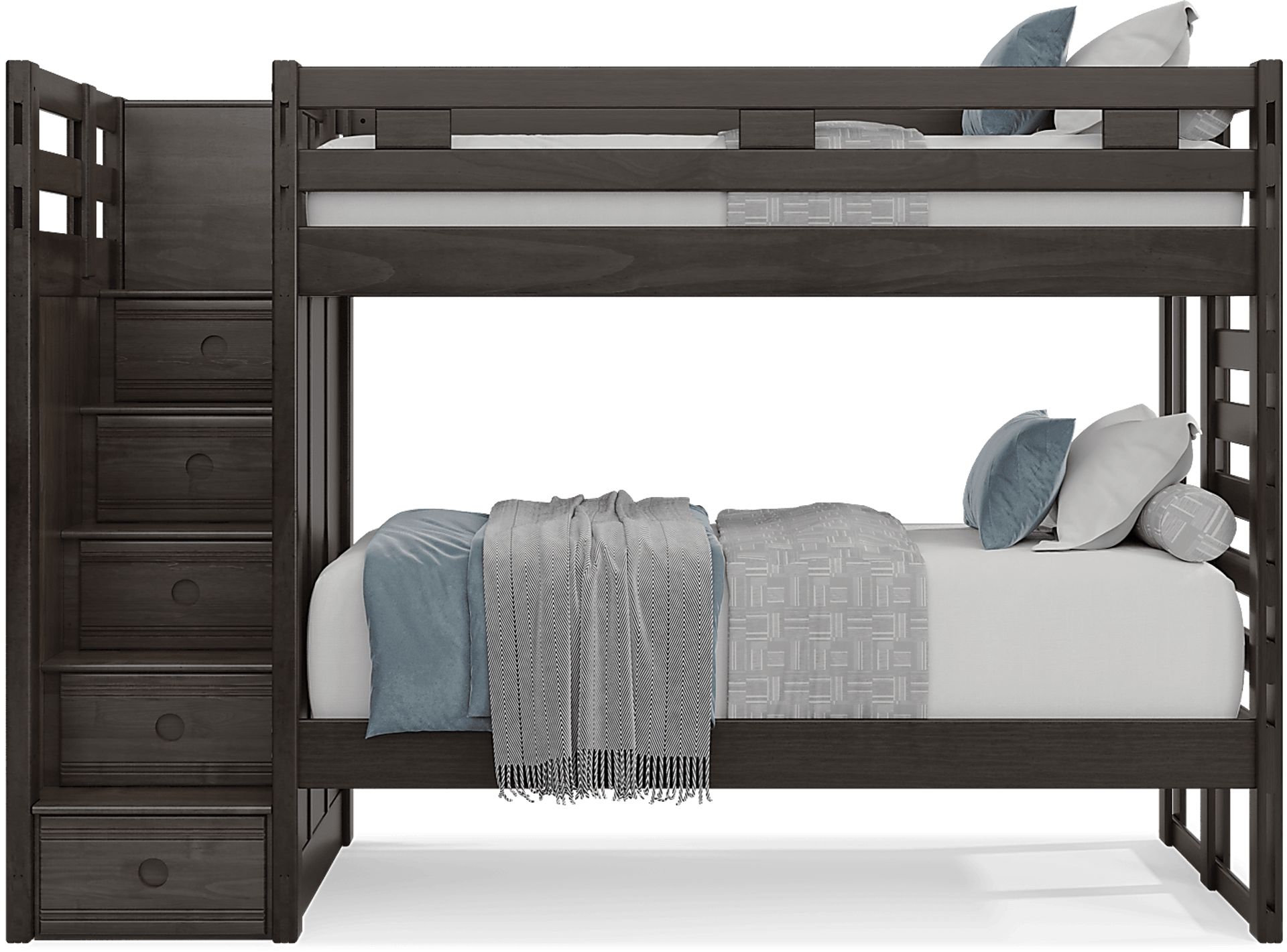 Kids Creekside 2.0 Charcoal Twin/Twin Step Bunk Bed - Image 2