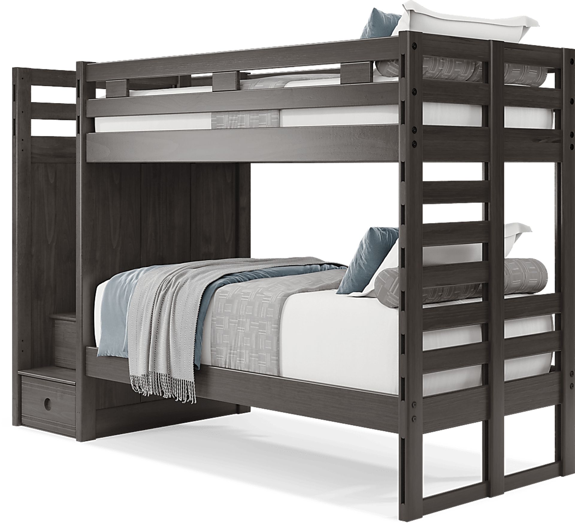 Kids Creekside 2.0 Charcoal Twin/Twin Step Bunk Bed - Image 3