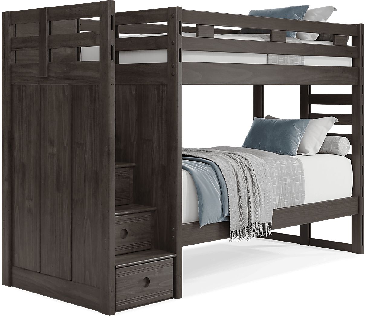 Kids Creekside 2.0 Charcoal Twin/Twin Step Bunk Bed