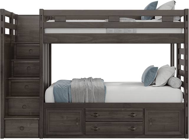 Kids Creekside 2.0 Charcoal Twin/Twin Step Bunk Bed with Storage Side Rail - Thumbnail - Image 2