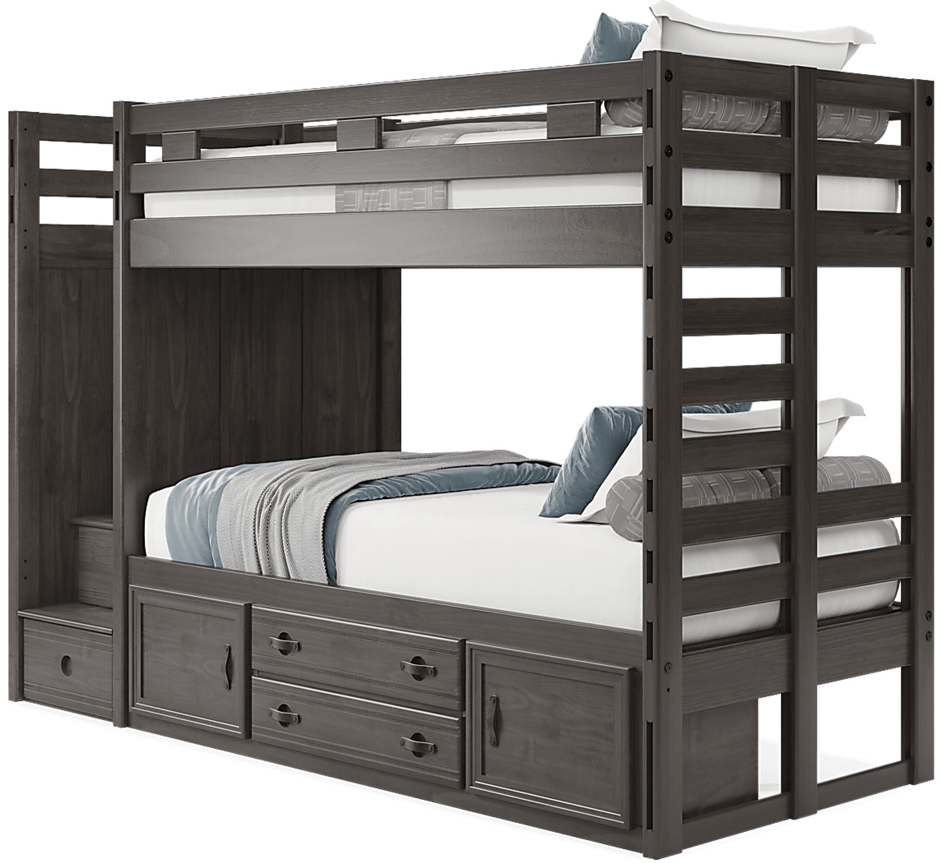 Kids Creekside 2.0 Charcoal Twin/Twin Step Bunk Bed with Storage Side Rail - Image 3