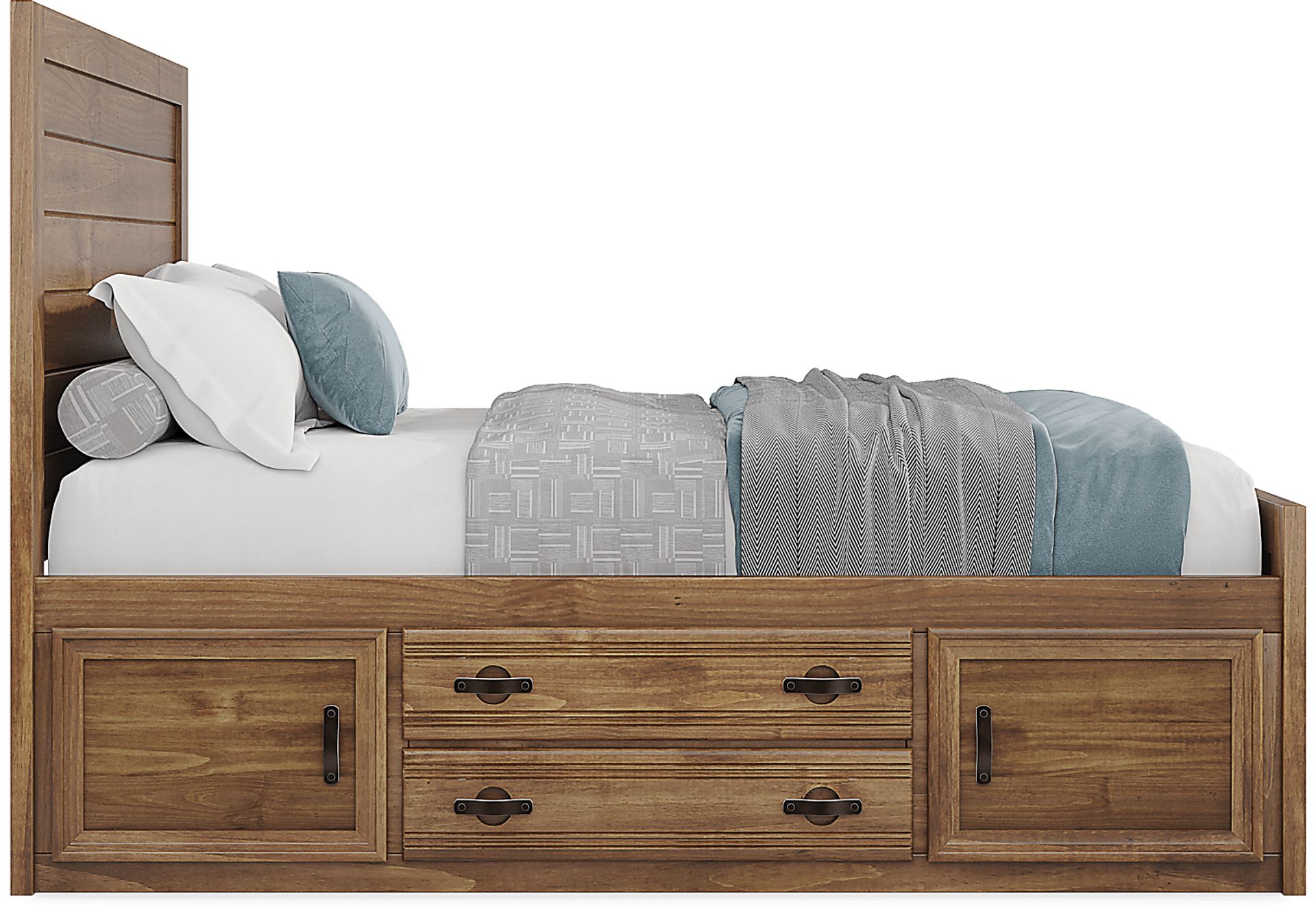 Kids Creekside 2.0 Chestnut Full Panel Bed with Storage Side Rail - Image 3