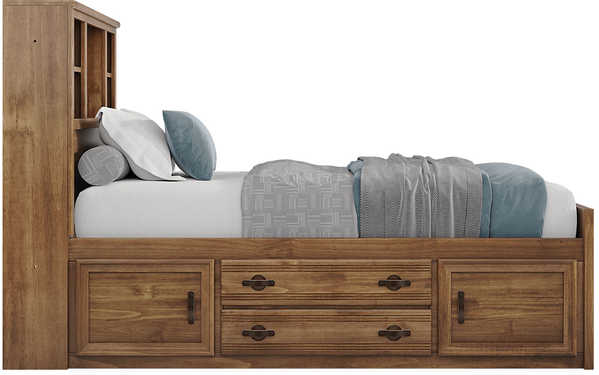 Kids Creekside 2.0 Chestnut Twin Bookcase Bed with Storage Side Rail - Image 5