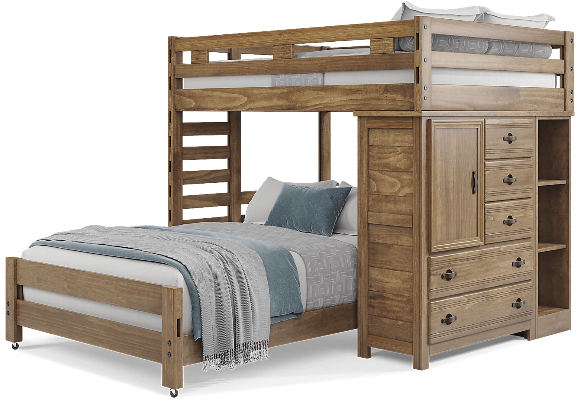 Kids Creekside 2.0 Chestnut Full/Full Loft with Loft Chest and Bookcase - Image 3