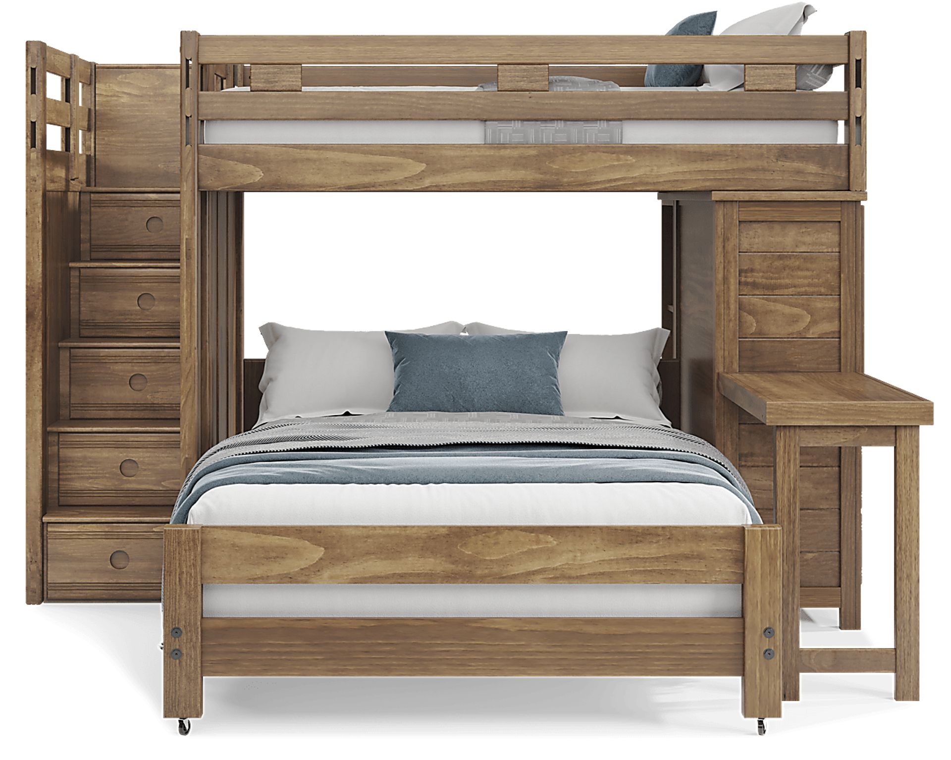 Kids Creekside 2.0 Chestnut Full/Full Step Loft with Loft Chest, Bookcase and Desk Attachment - Image 2