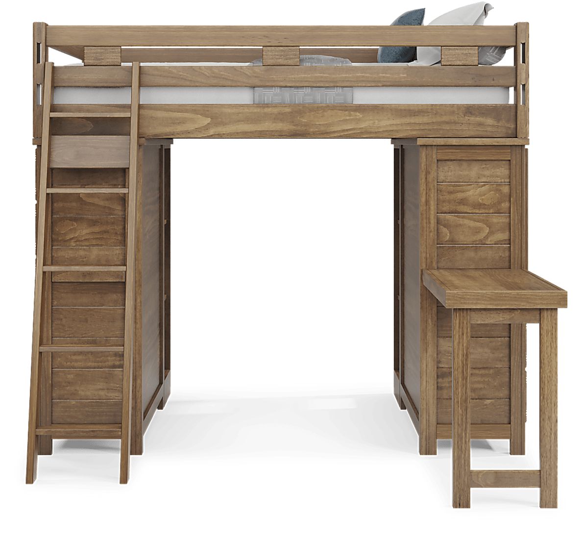 Kids Creekside 2.0 Chestnut Full Loft with 2 Loft Chests, 2 Bookcases and Desk Attachment