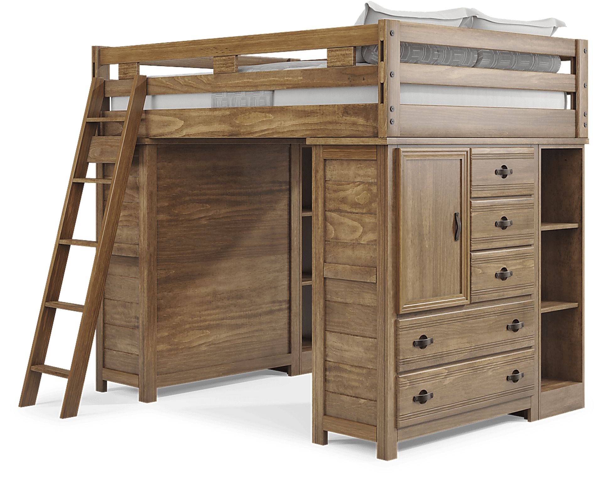 Kids Creekside 2.0 Chestnut Full Loft with 2 Loft Chests and 2 Bookcases - Image 3