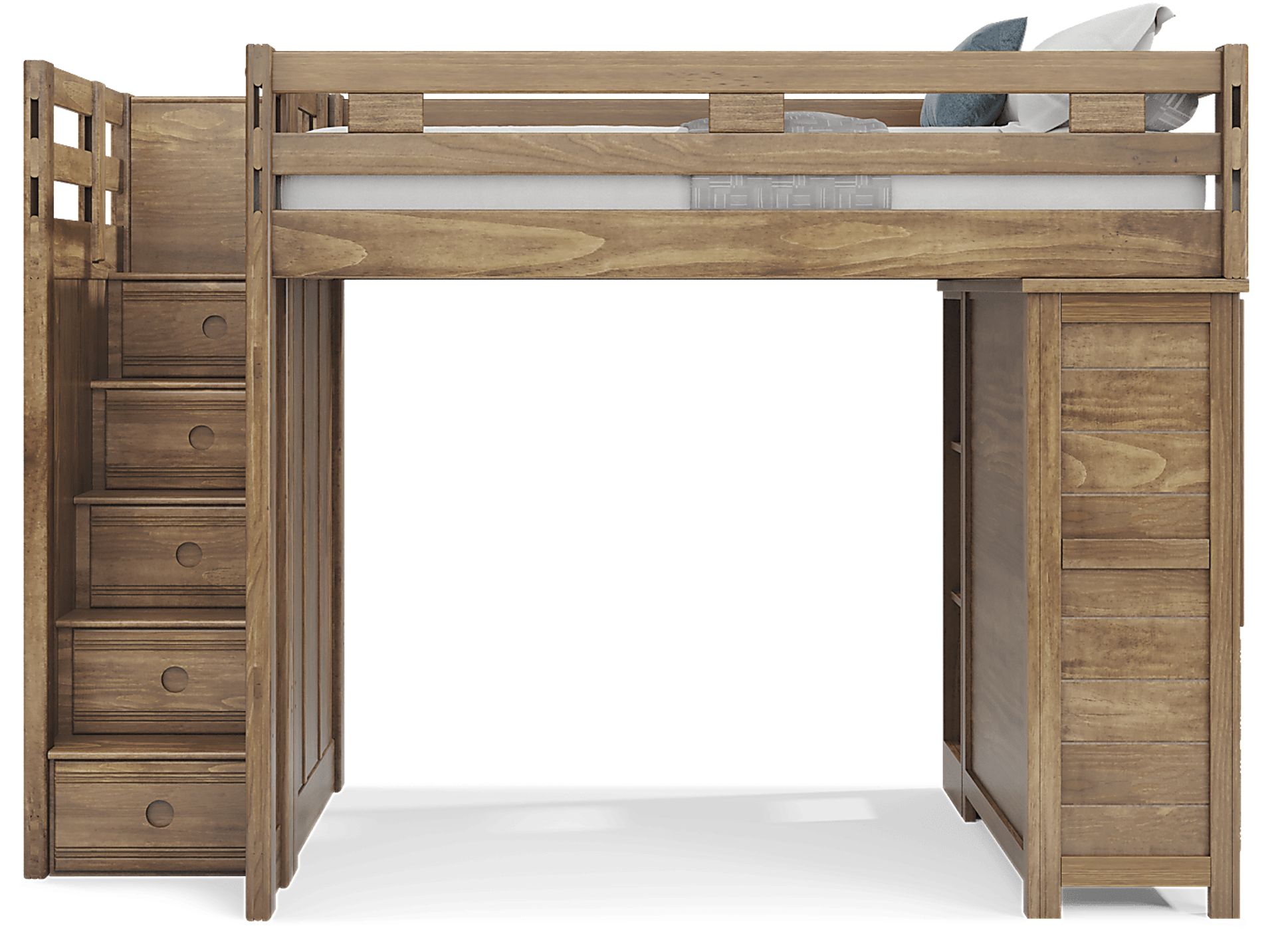 Kids Creekside 2.0 Chestnut Full Step Loft with Loft Chest and Bookcase - Image 3