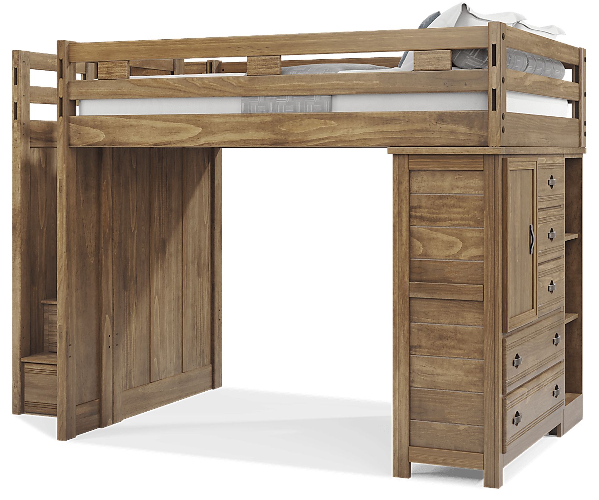 Kids Creekside 2.0 Chestnut Full Step Loft with Loft Chest and Bookcase - Image 4