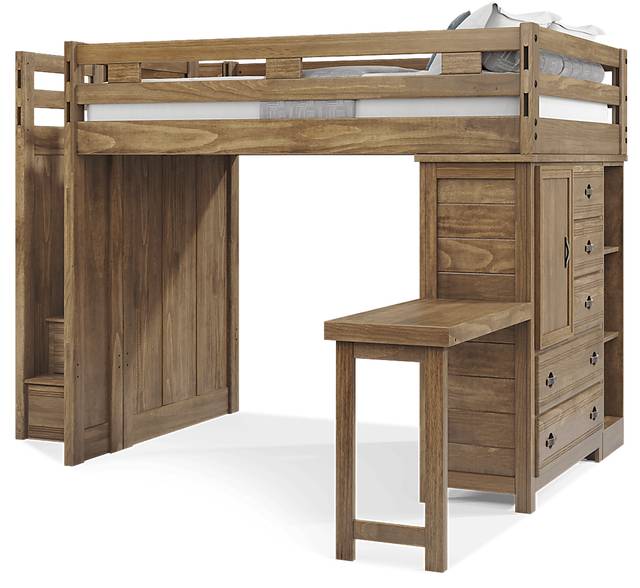 Kids Creekside 2.0 Chestnut Full Step Loft with Loft Chest, Bookcase and Desk Attachment - Thumbnail - Image 3