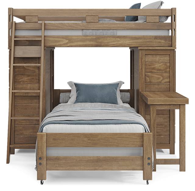 Kids Creekside 2.0 Chestnut Full/Twin Loft with 2 Loft Chests, 2 Bookcases and Desk Attachment - Thumbnail - Image 2