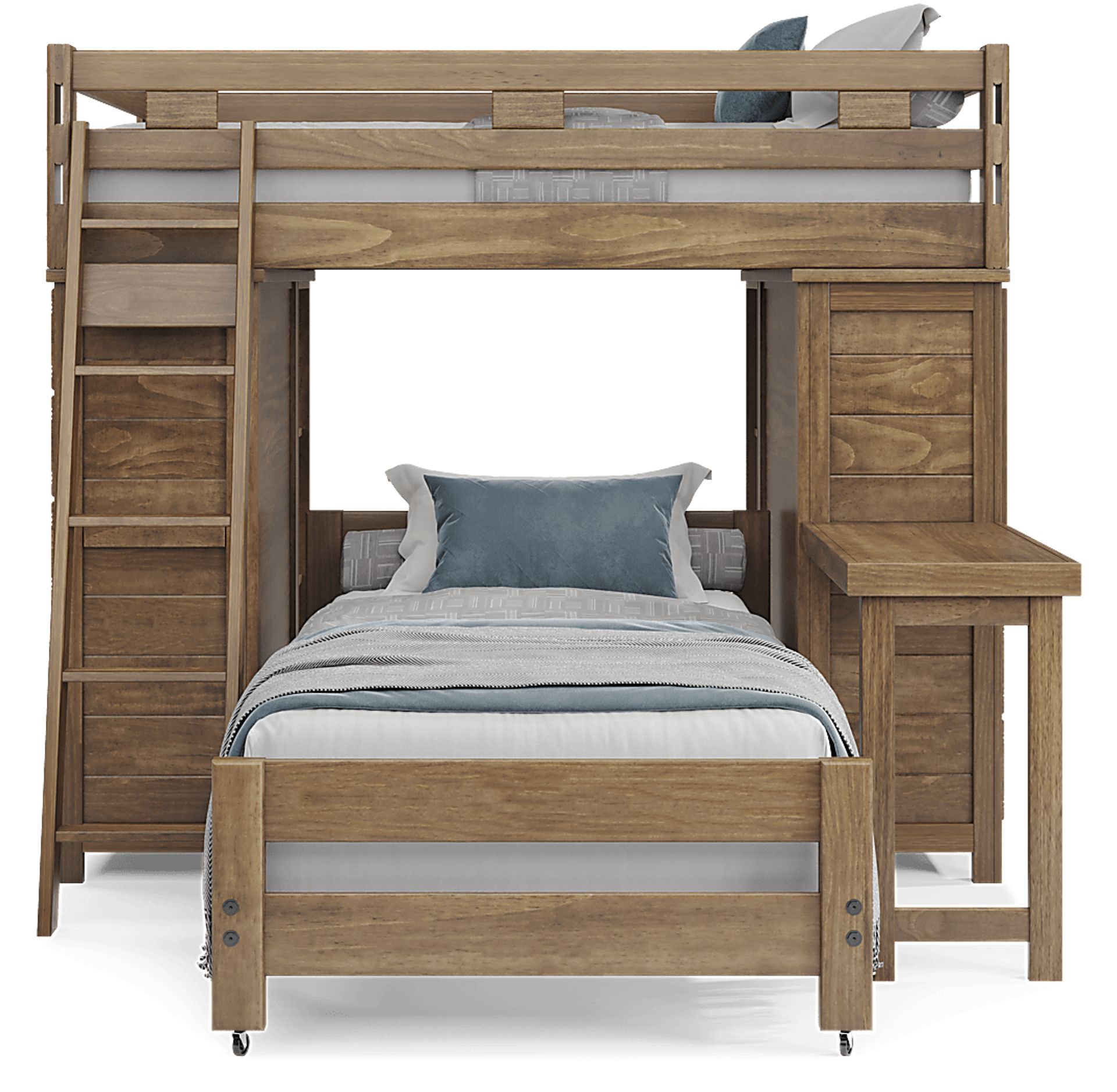 Kids Creekside 2.0 Chestnut Full/Twin Loft with 2 Loft Chests, 2 Bookcases and Desk Attachment - Image 2