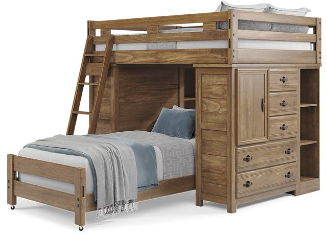 Kids Creekside 2.0 Chestnut Full/Twin Loft with 2 Loft Chests and 2 Bookcases - Thumbnail - Image 3