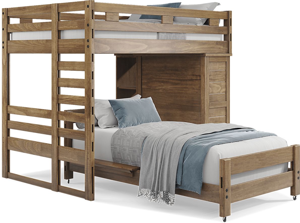 Kids Creekside 2.0 Chestnut Full/Twin Loft with Loft Chest and Bookcase