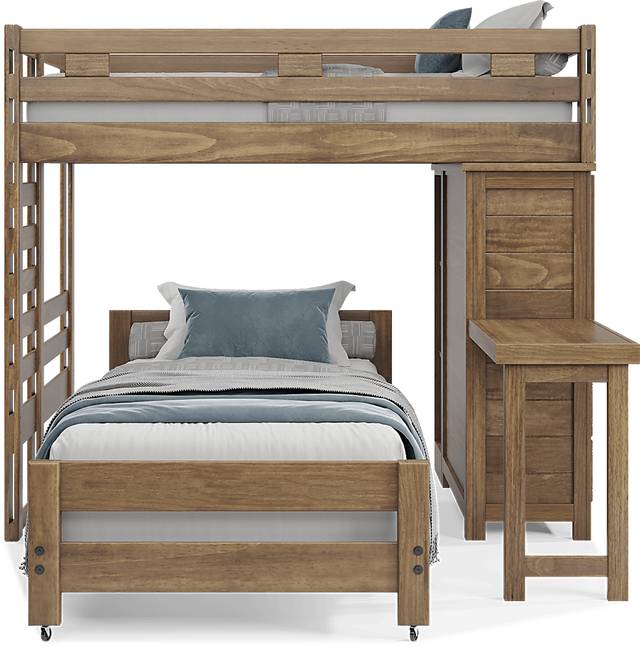 Kids Creekside 2.0 Chestnut Full/Twin Loft with Loft Chest, Bookcase and Desk Attachment - Thumbnail - Image 3