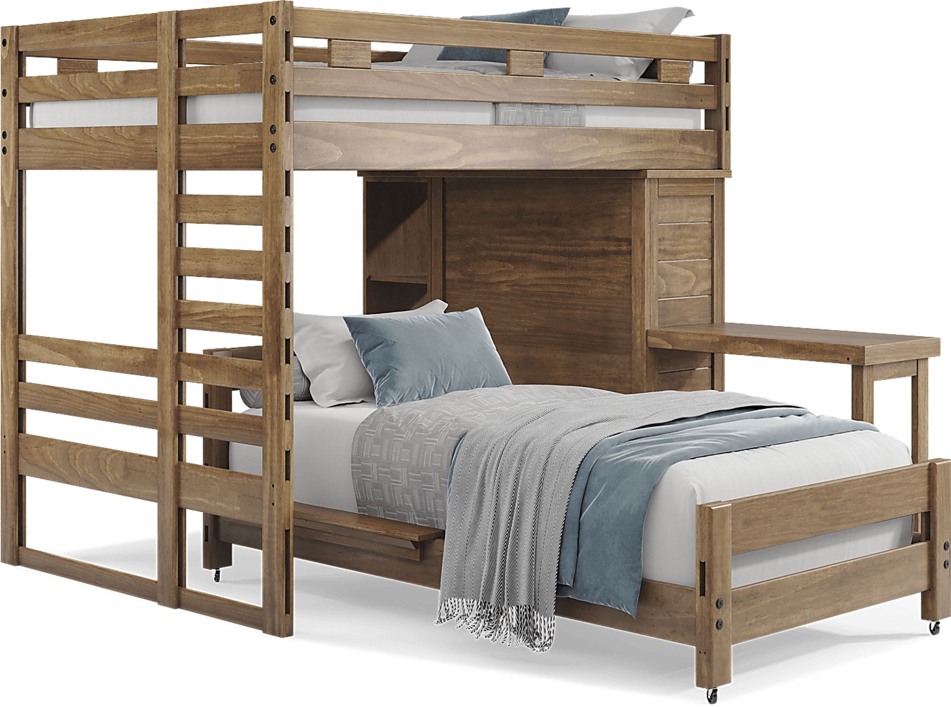 Kids Creekside 2.0 Chestnut Full/Twin Loft with Loft Chest, Bookcase and Desk Attachment - Image 1