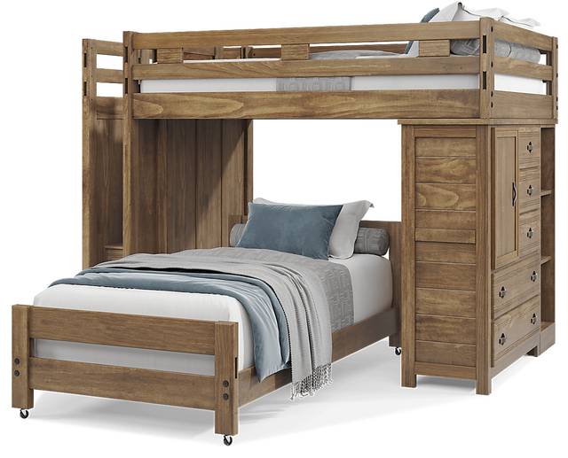 Kids Creekside 2.0 Chestnut Full/Twin Step Loft with Loft Chest and Bookcase - Thumbnail - Image 3