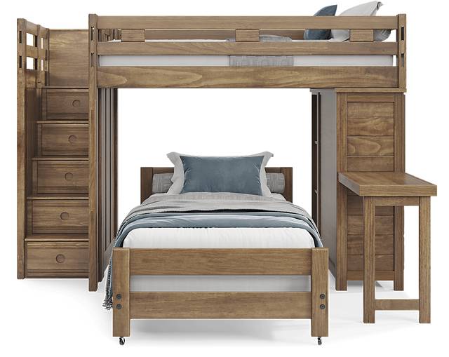 Kids Creekside 2.0 Chestnut Full/Twin Step Loft with Loft Chest, Bookcase and Desk Attachment - Thumbnail - Image 2