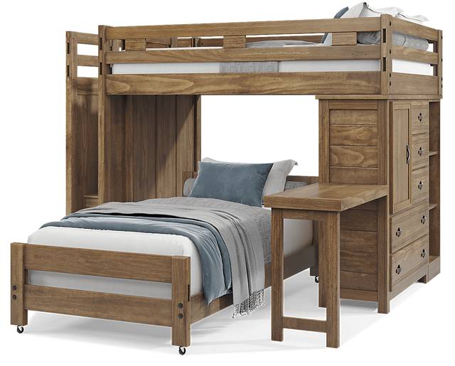 Kids Creekside 2.0 Chestnut Full/Twin Step Loft with Loft Chest, Bookcase and Desk Attachment - Thumbnail - Image 3