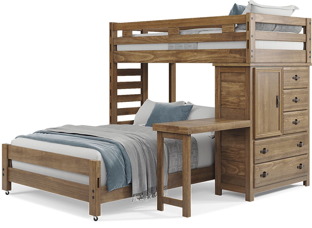 Kids Creekside 2.0 Chestnut Twin/Full Loft with Loft Chest and Desk Attachment