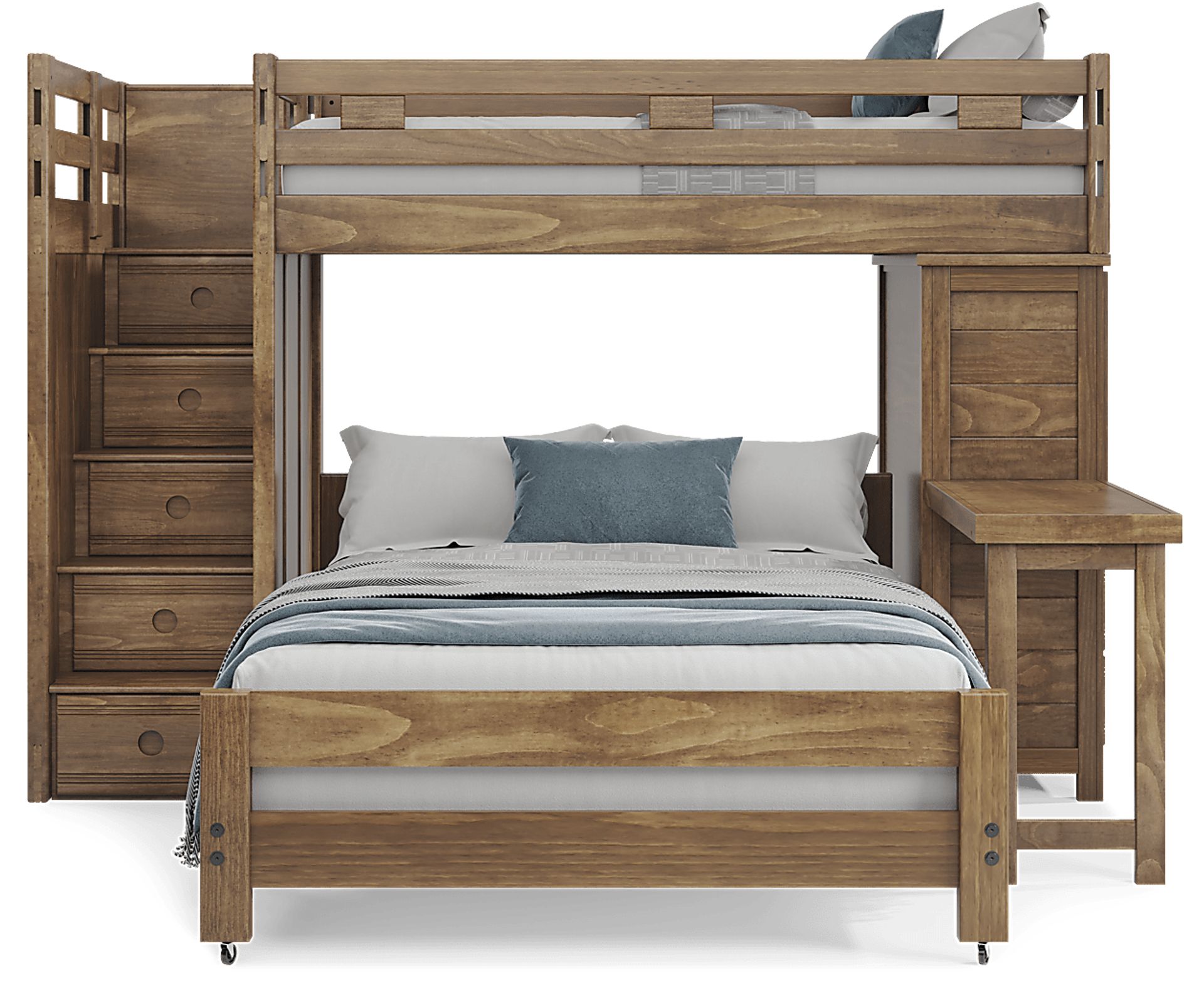 Kids Creekside 2.0 Chestnut Twin/Full Step Loft with Loft Chest and Desk Attachment - Image 2