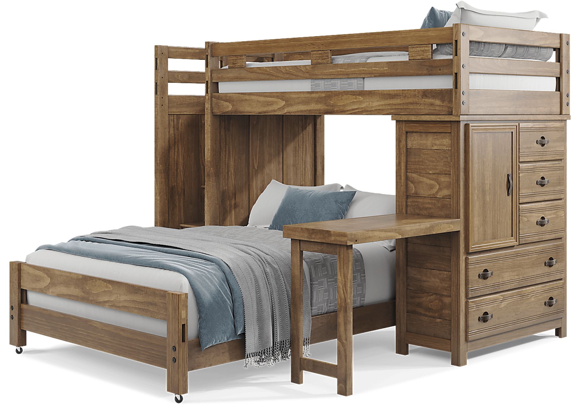 Kids Creekside 2.0 Chestnut Twin/Full Step Loft with Loft Chest and Desk Attachment - Image 3