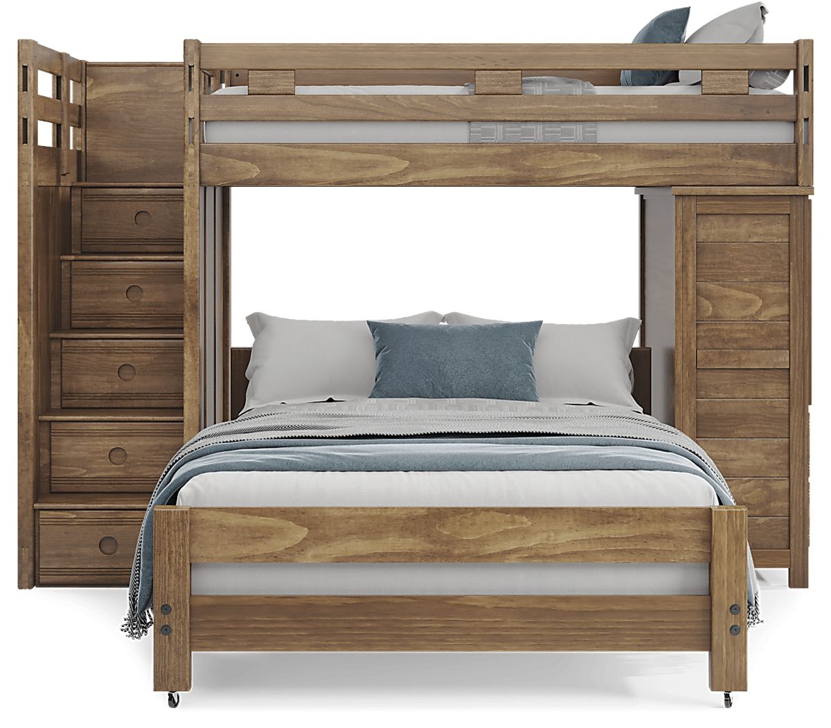 Creekside 2.0 Chestnut Twin Over Full Step Loft Bed with Chest | Rooms ...