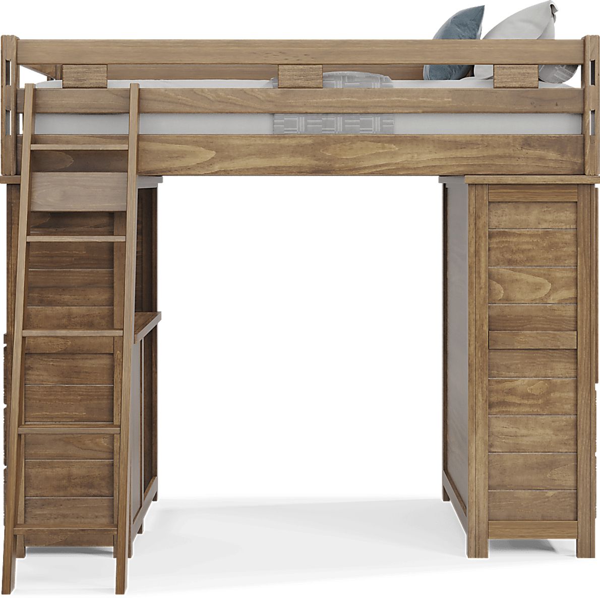 Kids Creekside 2.0 Chestnut Twin Loft with Loft Chest and Desk