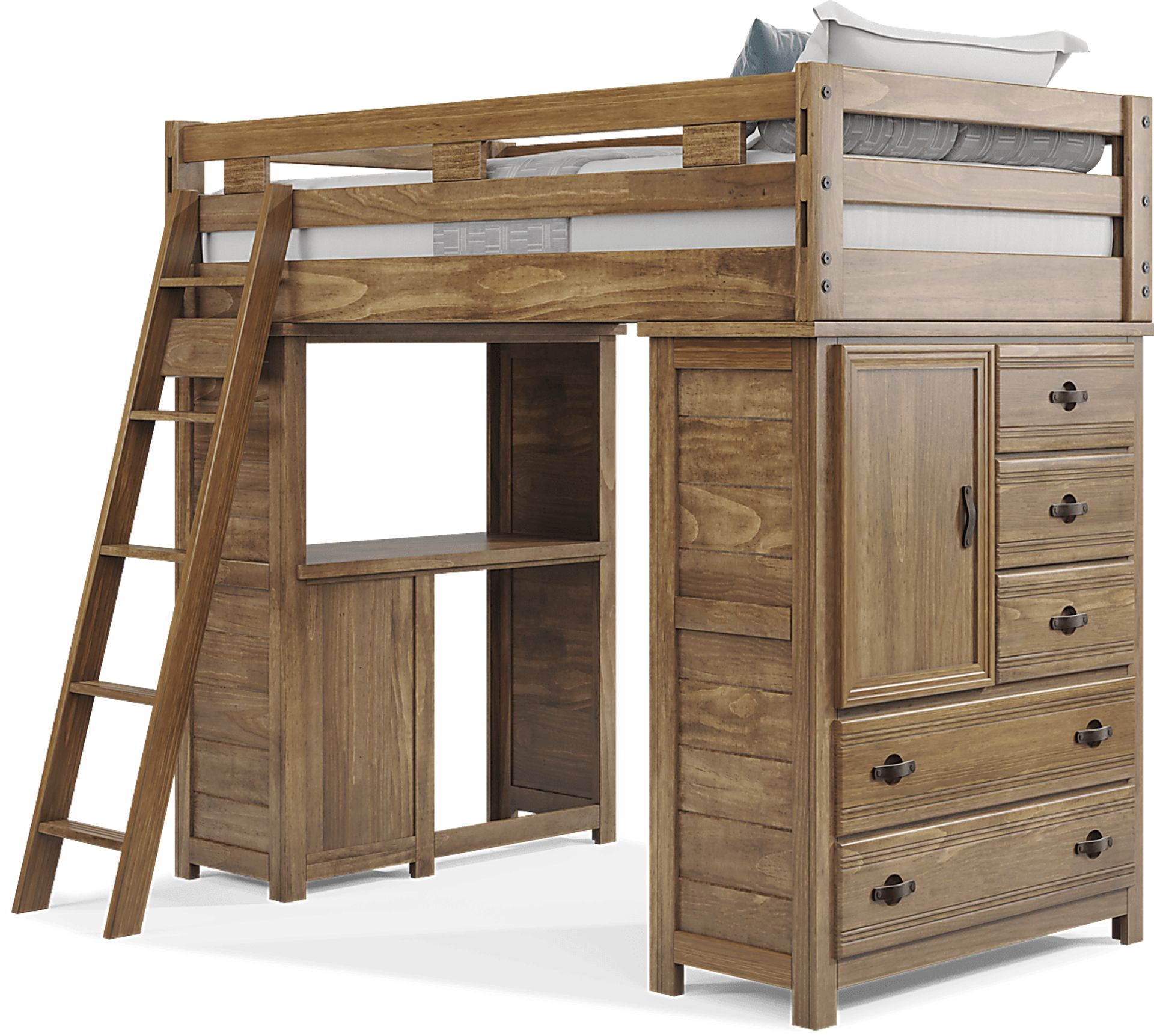 Kids Creekside 2.0 Chestnut Twin Loft with Loft Chest and Desk - Image 3