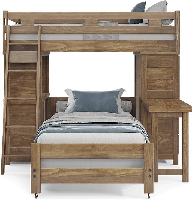 Kids Creekside 2.0 Chestnut Twin/Twin Loft with Loft Chest, Desk and Desk Attachment - Thumbnail - Image 2