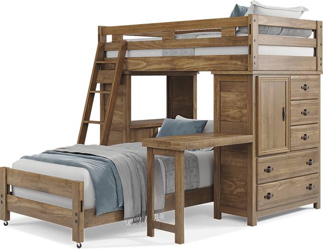 Kids Creekside 2.0 Chestnut Twin/Twin Loft with Loft Chest, Desk and Desk Attachment - Thumbnail - Image 3