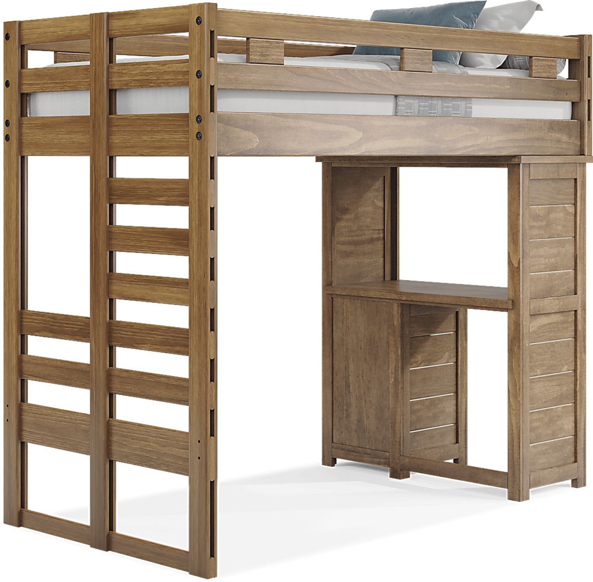 Kids Creekside 2.0 Chestnut Twin Loft with Loft Desk