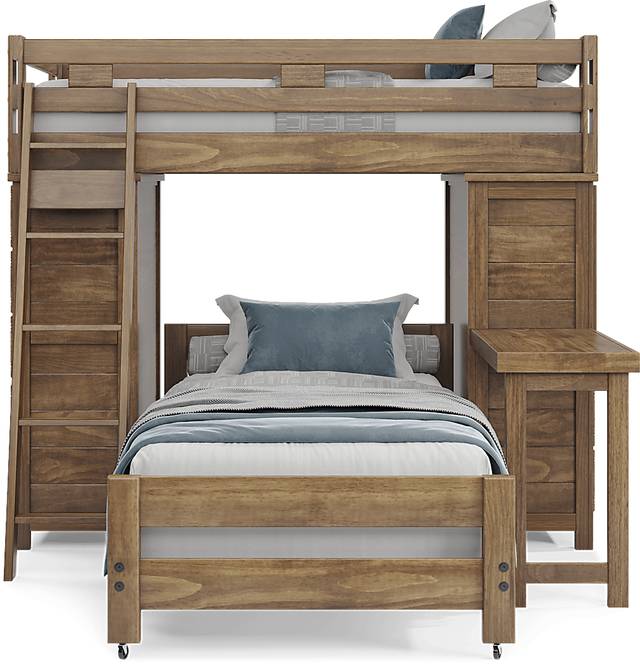 Kids Creekside 2.0 Chestnut Twin/Twin Loft with 2 Loft Chests and Desk Attachment - Thumbnail - Image 2