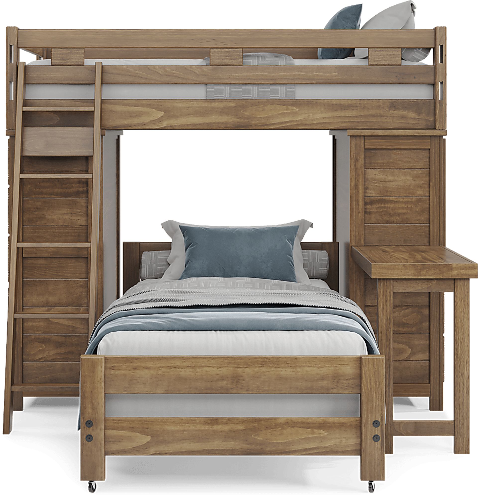 Kids Creekside 2.0 Chestnut Twin/Twin Loft with 2 Loft Chests and Desk Attachment - Image 2