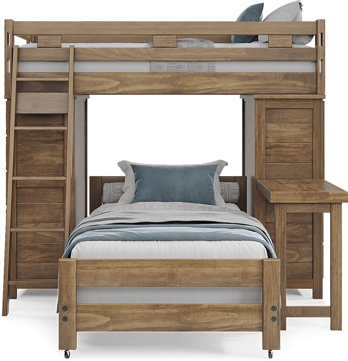 Creekside 2.0 Chestnut Dark Wood Twin/Twin Loft W 2 Chests & Desk ...