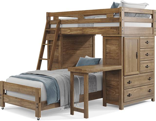 Kids Creekside 2.0 Chestnut Twin/Twin Loft with 2 Loft Chests and Desk Attachment - Thumbnail - Image 3